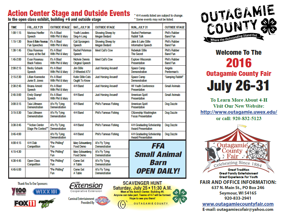 Fair Brochure Outagamie County Fair