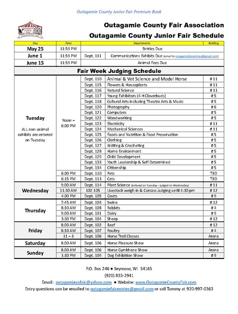 Jr Fair Judging Schedule 2025